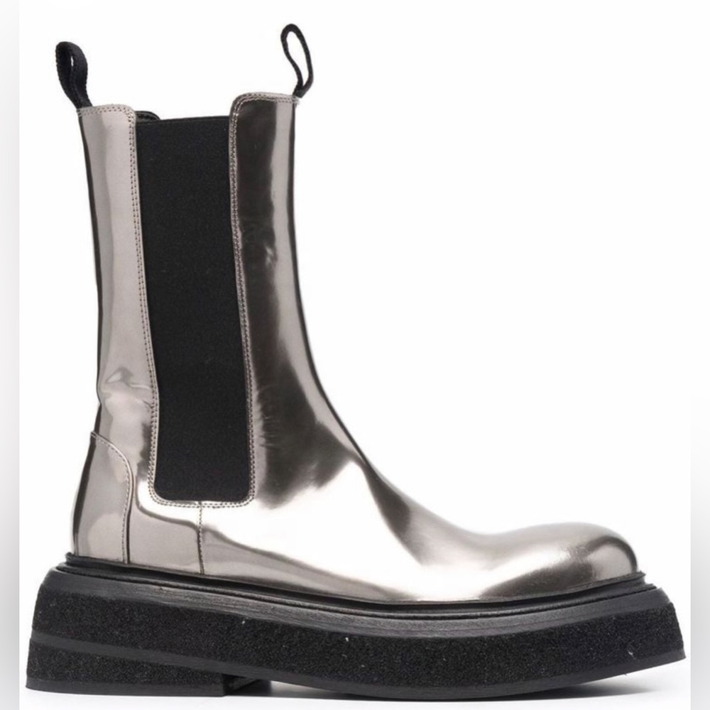 Marsèll Boots Women’s SZ 7.5 Zuccone Chelsea Silver Metallic Leather Mid-Calf